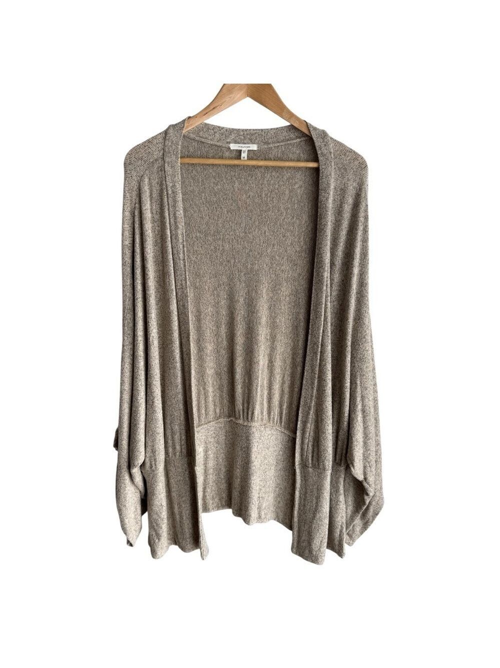 Maurices Slouchy Open Front Cardigan Sz M Beige Wide Sleeve Soft Stretchy VGUC